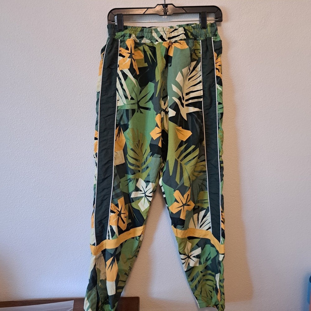 LRG Lifted Research Group Mens Tropical Floral Print Nylon Track Pants Green M